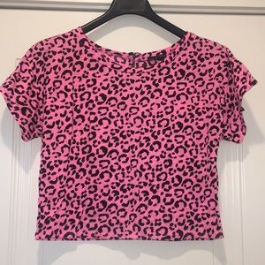 Pink Leopard Print Crop Top